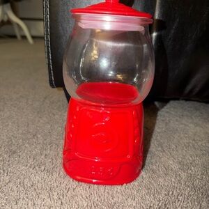 Red Glass/Ceramic Gumball Machine Style Jar NEW